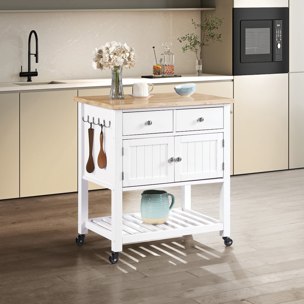 Stirling Kitchen Cart in White Finish. Picture 9