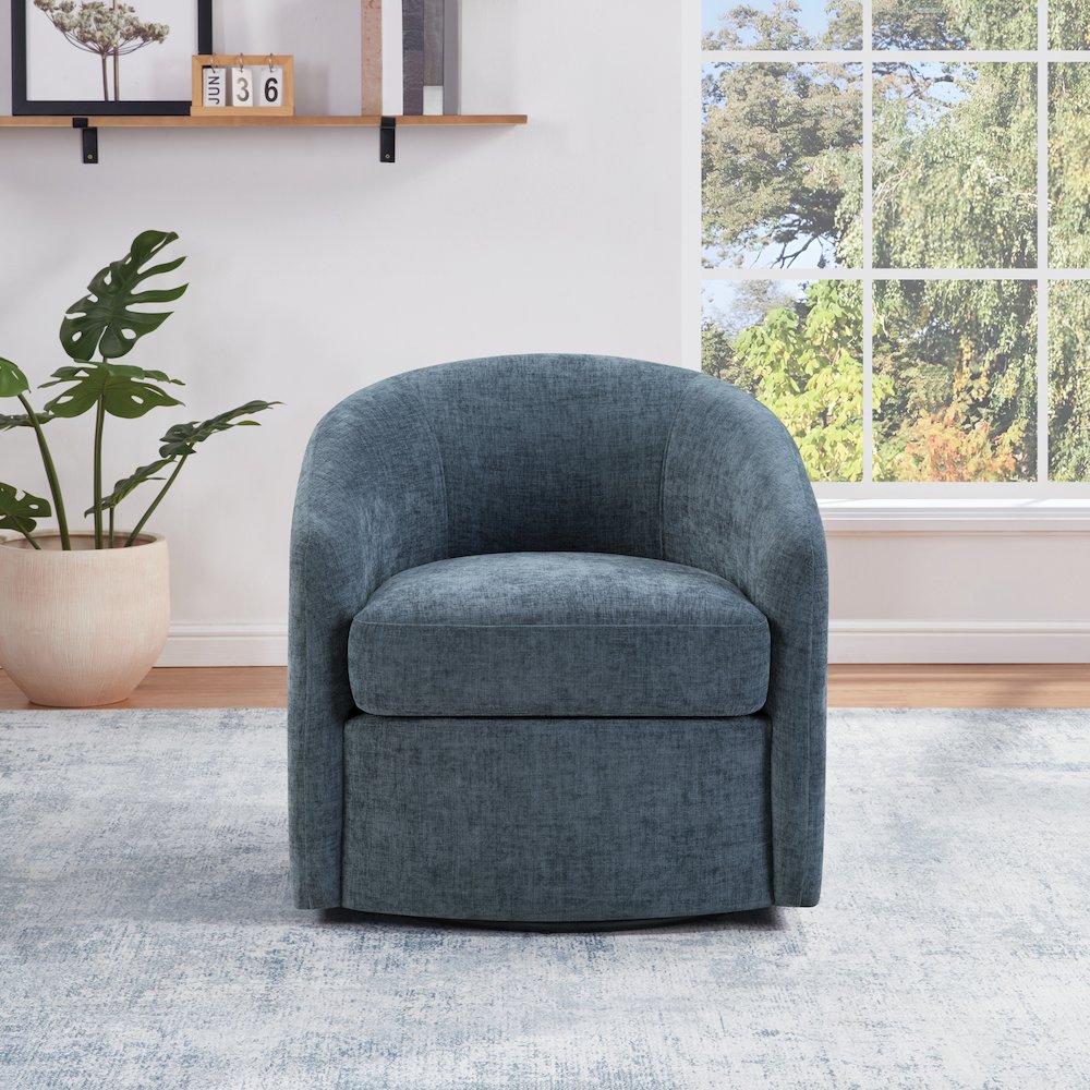 Bella Swivel Chair in Blue Denim. Picture 8