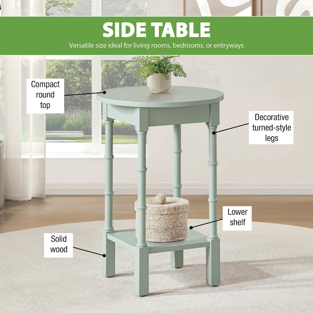 Golden Side Table in Sage Green Wood Finish. Picture 11