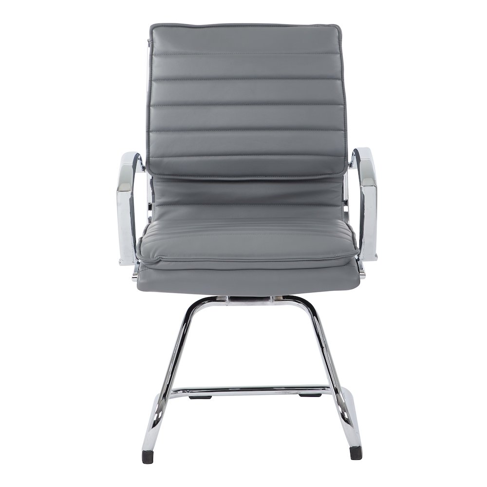 Guest Faux Leather Chair with Chrome Base and Includes Removable Arm Sleeves. Picture 4