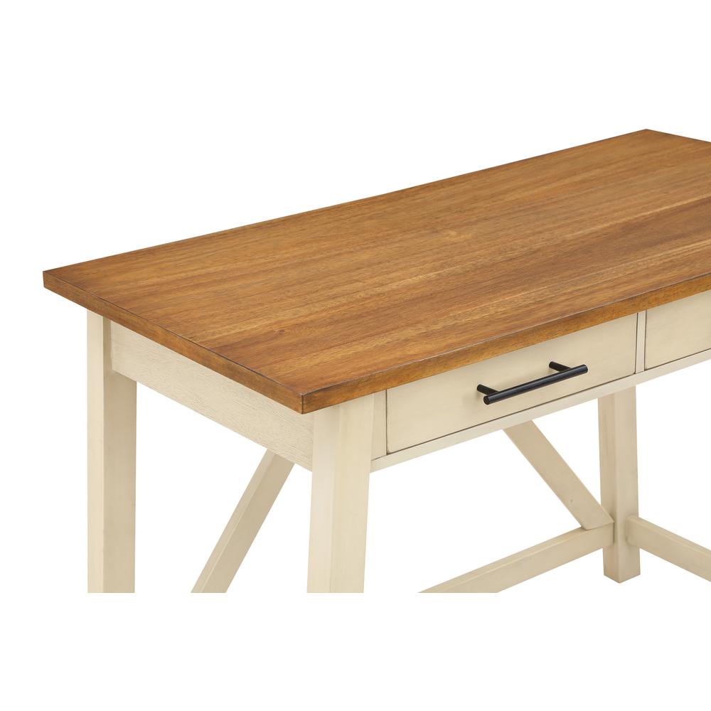 Milford Rustic Writing Desk w/ Drawers in Antique White Finish. Picture 9