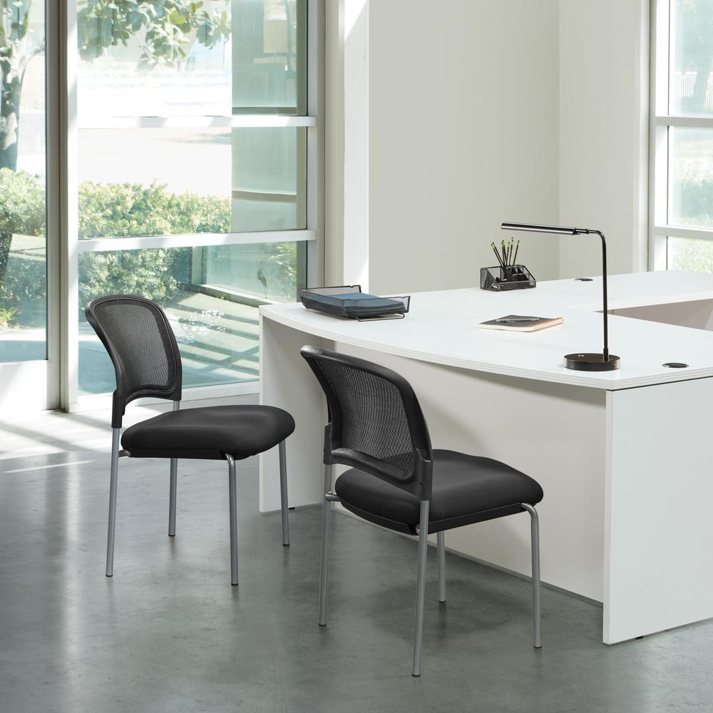 Titanium Finish Black Visitors Chair with ProGrid® Back and Straight Legs. Black Fabric Padded Seat with ProGrid® Back. Sturdy Titanium Finish Straight Legs., 86724R-30. Picture 6