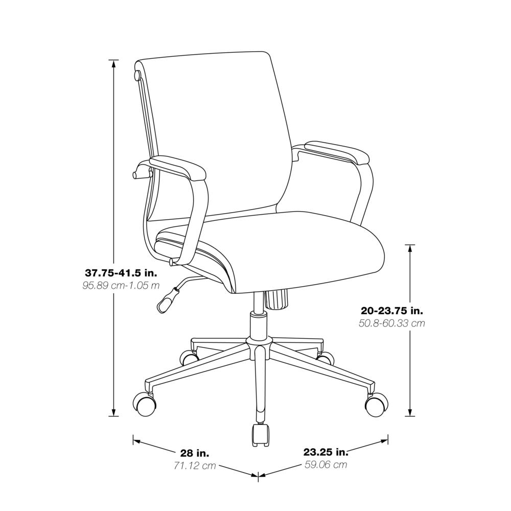 Mid Back Manager's Chair with Dillon Steel Antimicrobial Fabric and Chrome Base. Picture 3