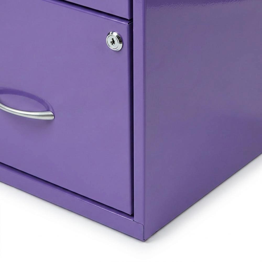 Purple Metal 22-Inch Pencil Box File Cabinet Compact Desk-Side. Picture 5