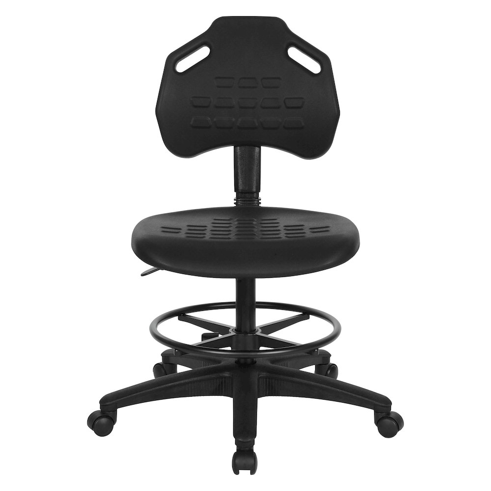 Black Skinned Urethane Intermediate Drafting Chair Adjustable Black Footrest. Picture 3