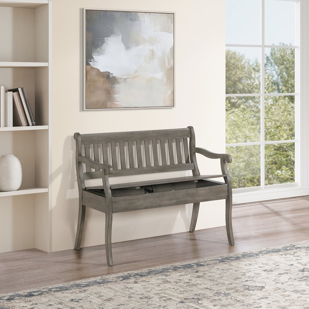 Wakefield Entryway Storage Bench Goldstone Finish. Picture 6