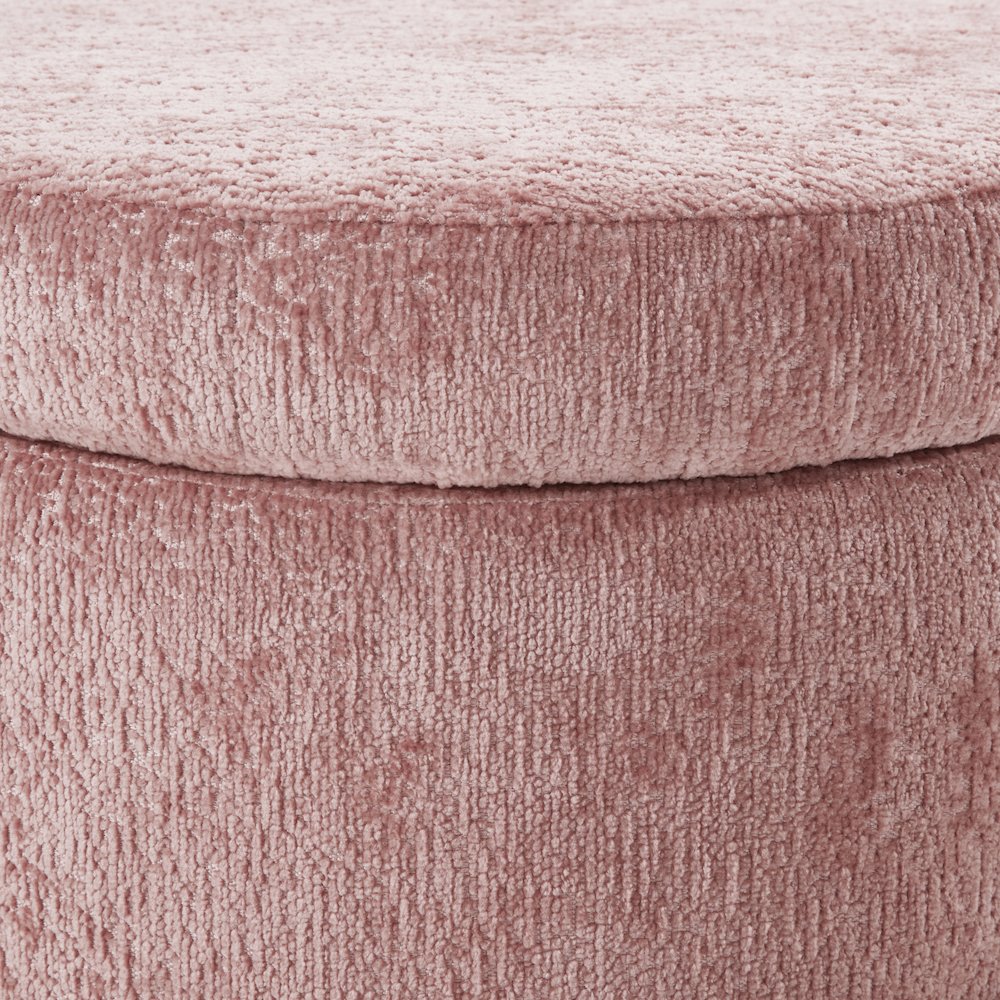 Annie Storage Ottoman in Rose Fabric with Natural Finish Legs. Picture 6