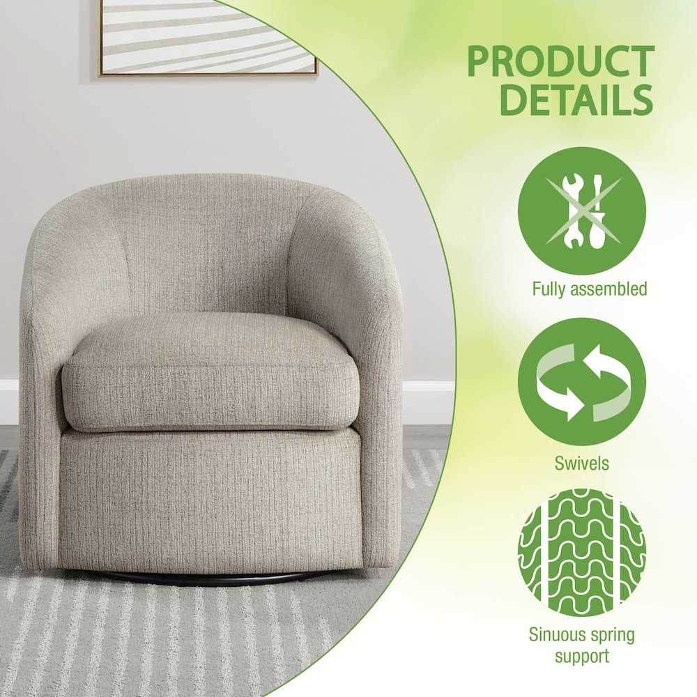 Bella Swivel Chair in Marble Fabric. Picture 7