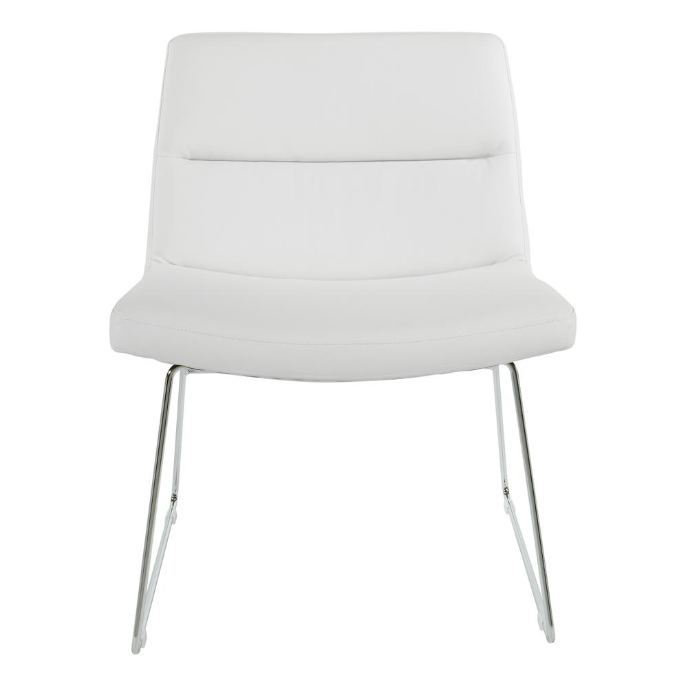Thompson Chair in White Faux Leather with Chrome Sled Base, THP-U11. Picture 2