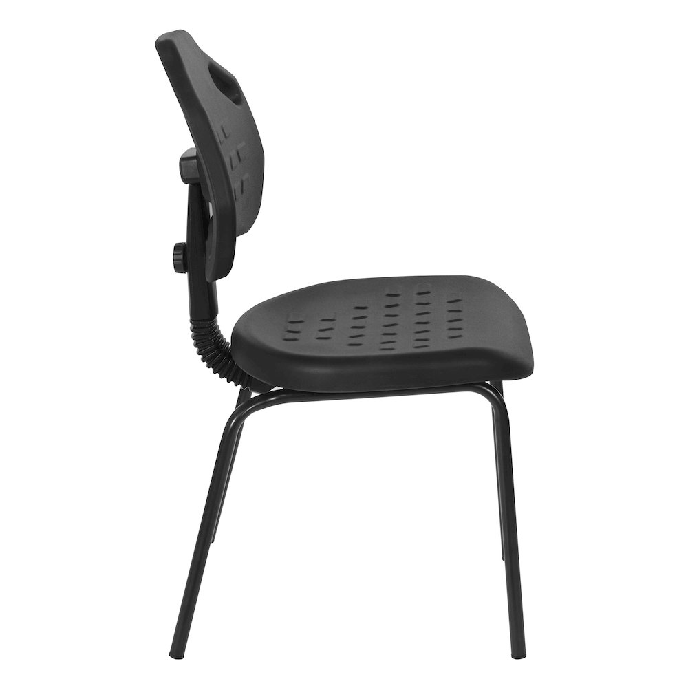 Black Self Skinned Urethane Armless Guest Chair in Black Finish Frame. Picture 5
