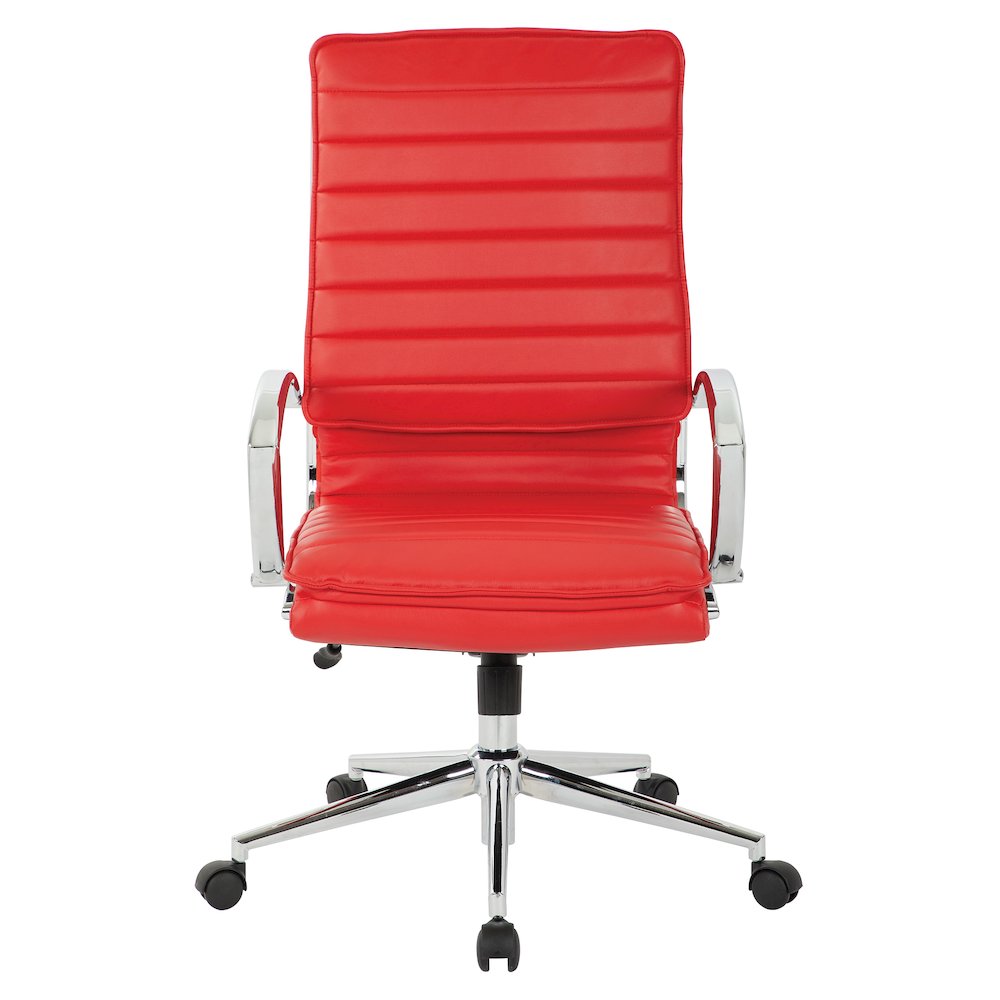 High Back Manager's Faux Leather Chair with Chrome Base, Removable Arm Sleeves. Picture 3
