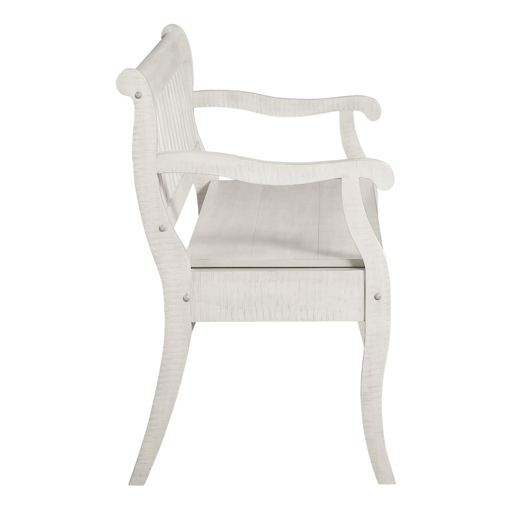 Wakefield Entryway Storage Bench in Destressed White Finish. Picture 2