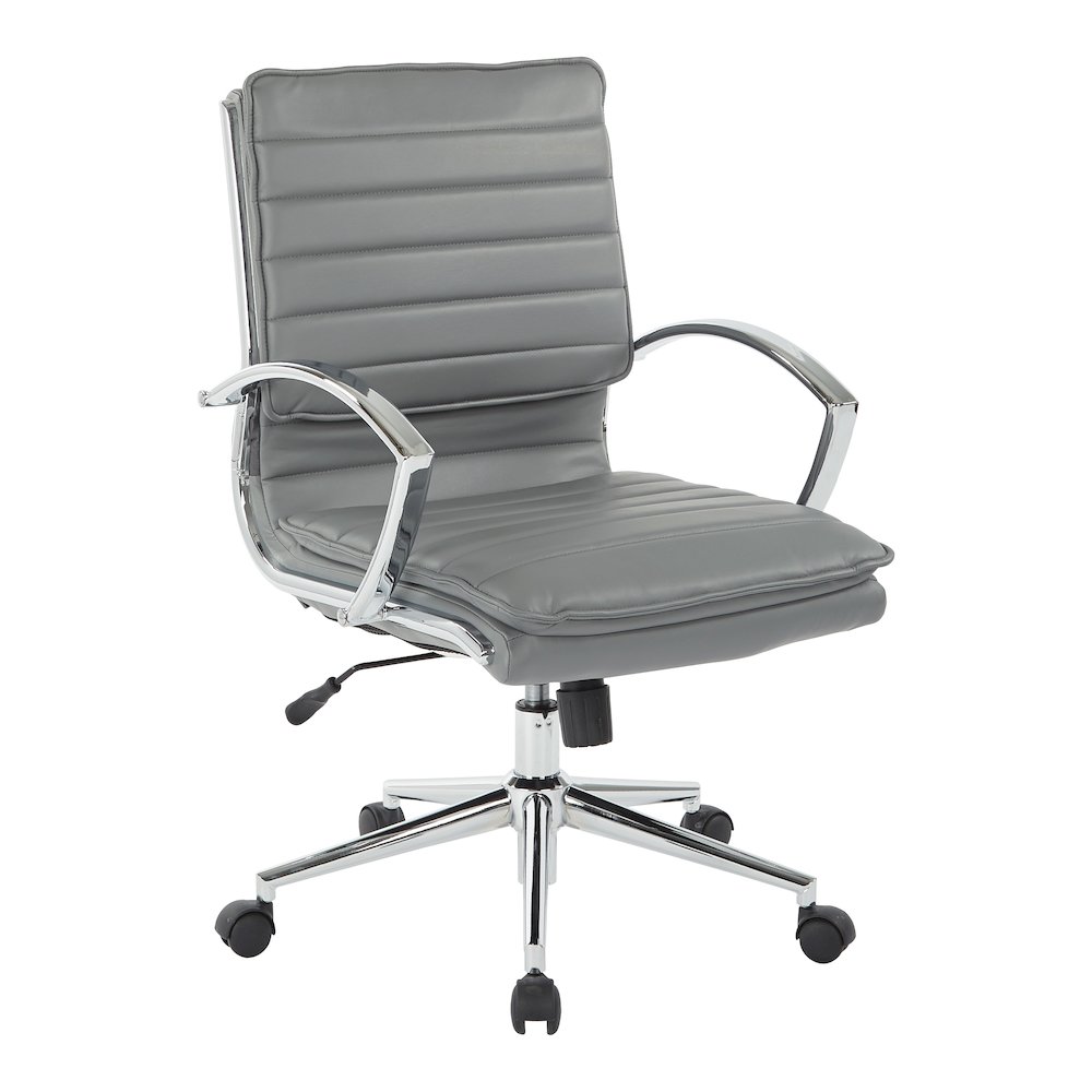 Mid-Back Manager’s Faux Leather Chair with Chrome Base, Removable Arm Sleeves.. Picture 1
