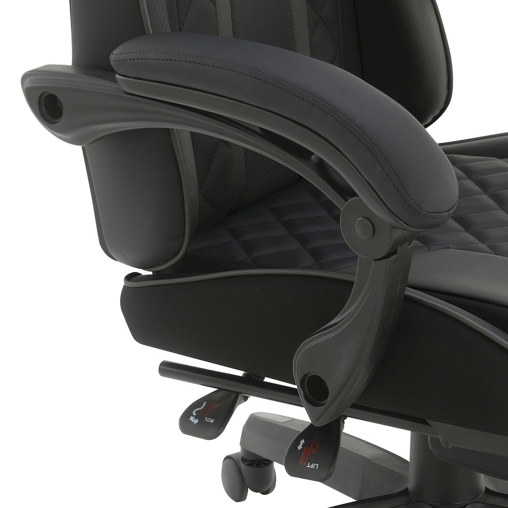 Expanse Gaming Chair  With Footrest in Grey Fabric. Picture 9