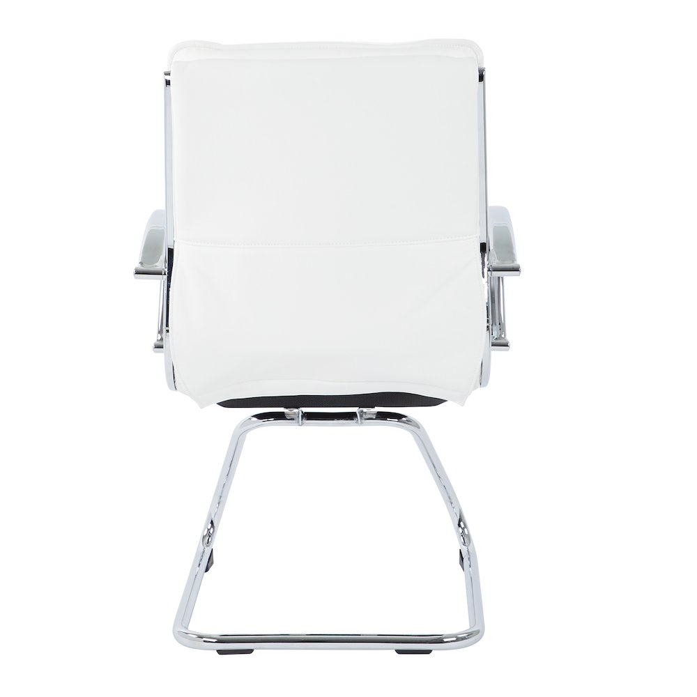 Guest Faux Leather Chair with Chrome Base and Includes Removable Arm Sleeves. Picture 7