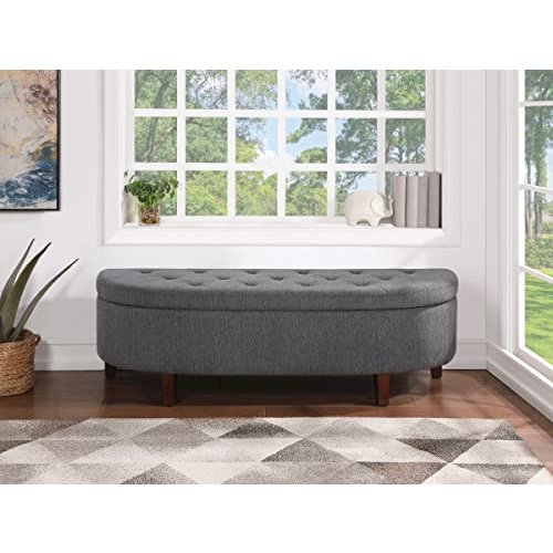 Jaycee 60" Storage Bench in Charcoal Fabric. Picture 10