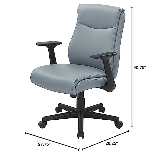 Mid-Back Managers Chair with Flip Up Arms in Charcoal Grey Faux Leather. Picture 12