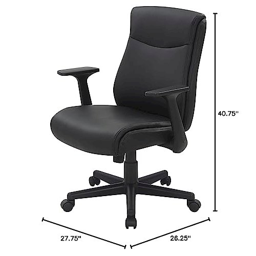 Mid-Back Managers Chair with Flip Up Arms in Black Faux Leather. Picture 12