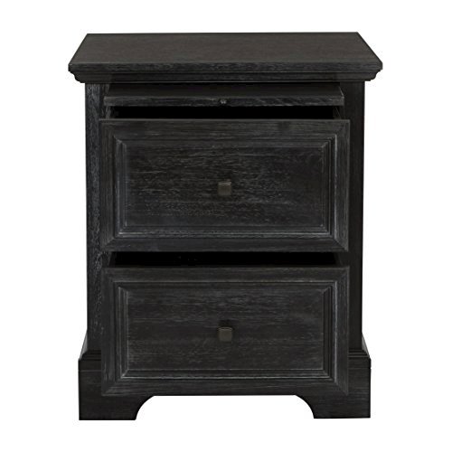 Farmhouse Basics 2 Drawer Nightstand with Tray in Rustic Black Finish, BP-4200-11B. Picture 8