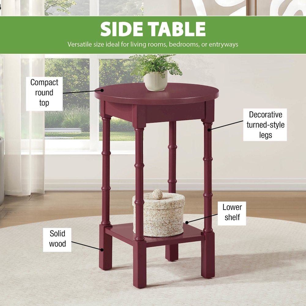 Golden Side Table in Maroon Wood Finish. Picture 11