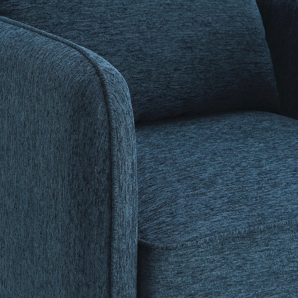 Newhaven Accent Chair in Navy Green Fabric with Black Metal Legs. Picture 8