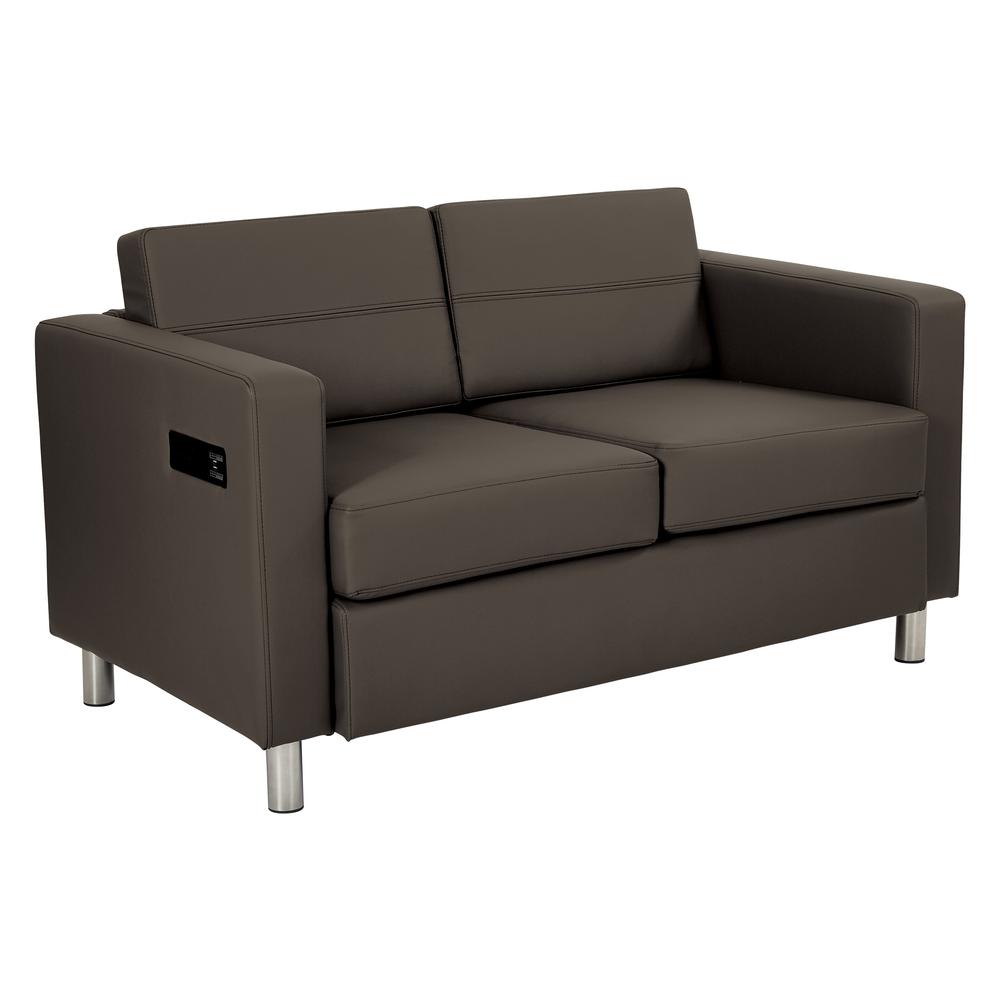 Atlantic Loveseat with Dual Charging Station in Dillon Graphite Fabric K/D, ATL52-R111. Picture 1