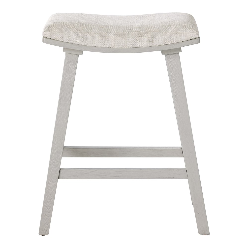 Coley 24" Saddle Stool 2-Pack With Linen Fabric Seat And White Wash Frame. Picture 7
