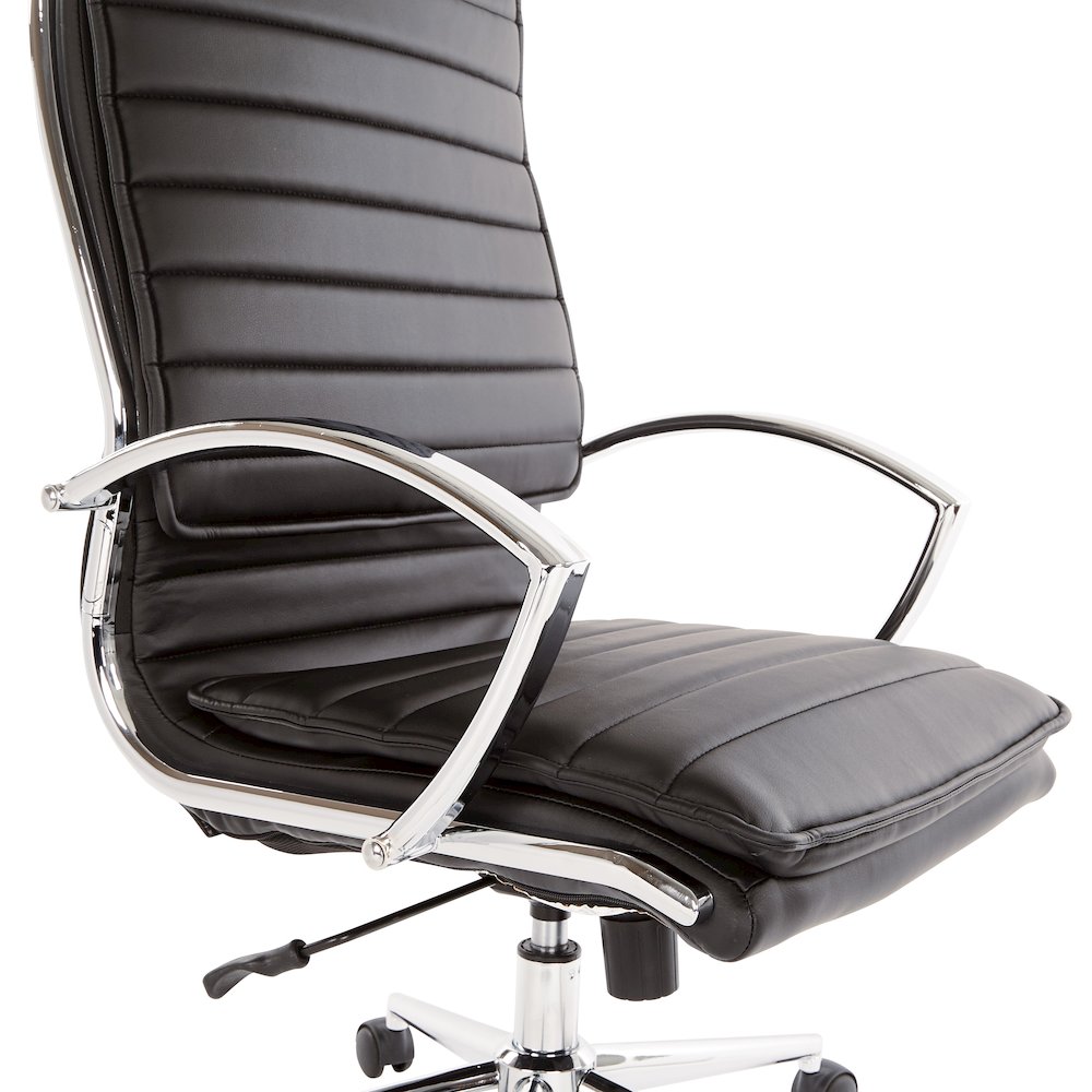 High Back Manager's Faux Leather Chair with Chrome Base, Removable Arm Sleeves. Picture 8