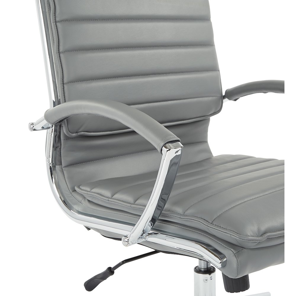 Mid-Back Manager’s Faux Leather Chair with Chrome Base, Removable Arm Sleeves.. Picture 9