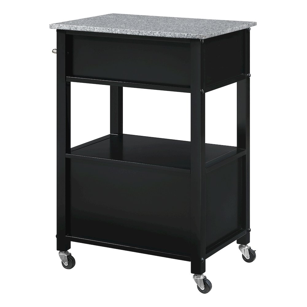 Fairfax Kitchen Cart with Granite Top and Black Base. Picture 4