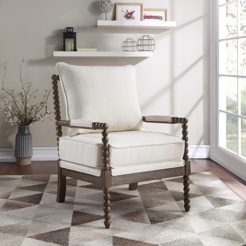 Fletcher Spindle Chair in Linen Fabric with Brush Charcoal Finish, FLR-L32. Picture 5
