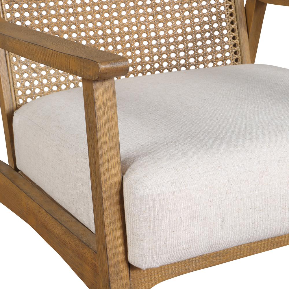 Alaina Cane Back Arm Chair in Linen Fabric with Coastal Wash. Picture 6