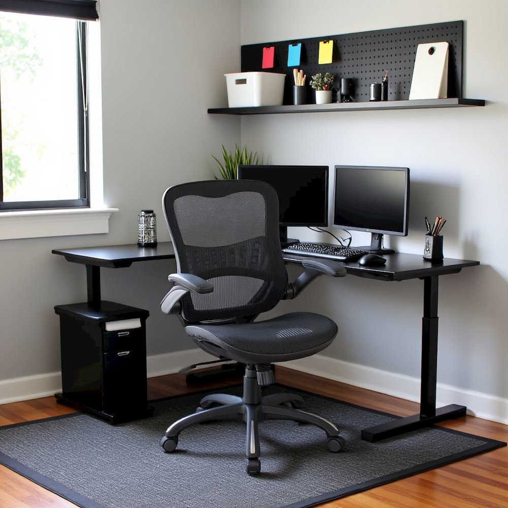 Black Tall Office Chair – Standing Desk Chair With Extended Height Frame. Picture 2