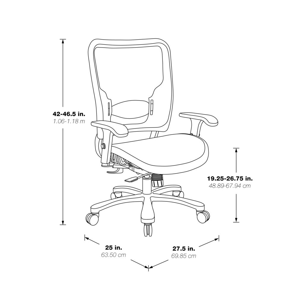 Air Grid Seat and Back Big & Tall Ergonomic Chair with Height Adjustable Lumbar Support, 2-Way Adjustable Arms and Industrial Steel Finish Base, 75-77A753. Picture 2