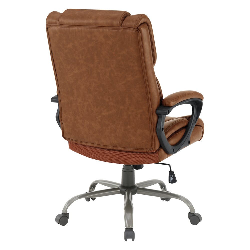Mid-Back in Saddle Faux Leather Executive Chair with Padded Arms. Picture 5