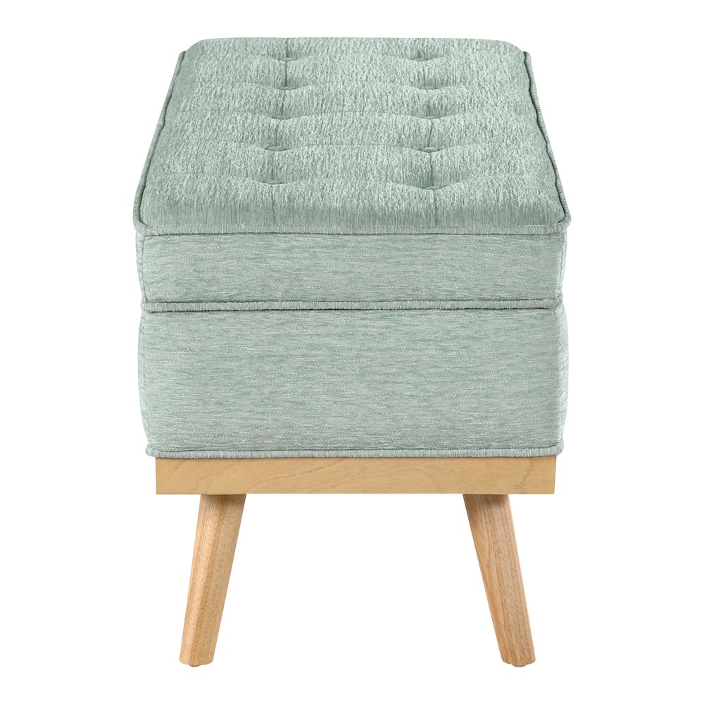Katheryn Storage Bench in Mist Fabric with National Wood Legs. Picture 4