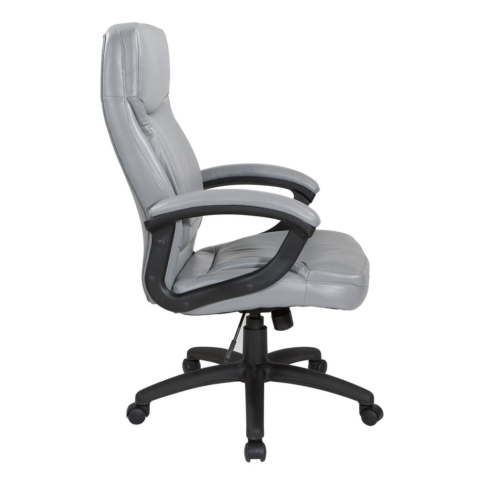 Executive High Back Charcoal Grey Bonded Leather Chair with Locking Tilt Control and Match Stitching, EC6583-EC42. Picture 3