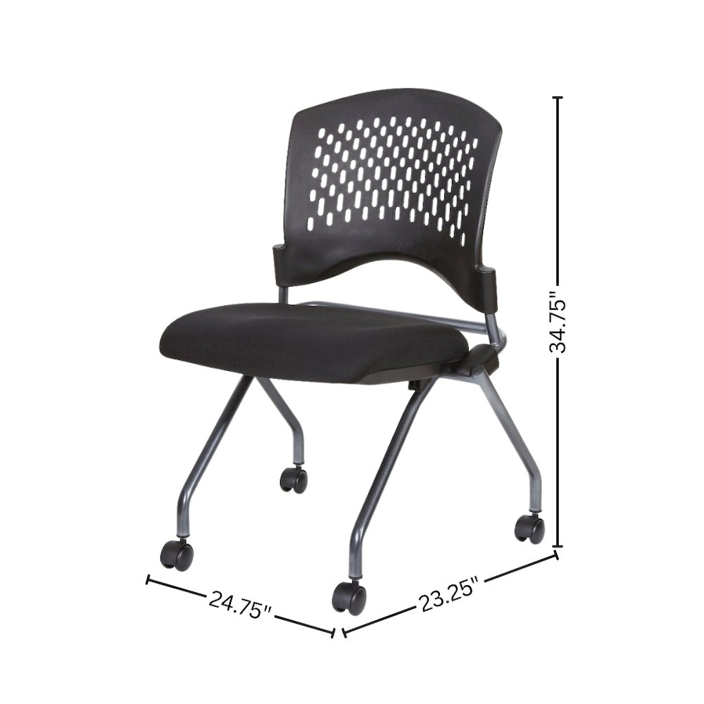 Black Foldable Office Chair, Set of 2 – Armless Reception and Conference Seating. Picture 18