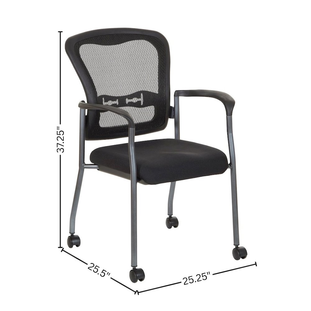 Black Guest Chair With Arms – Stackable Chair With Wheels for Offices. Picture 9