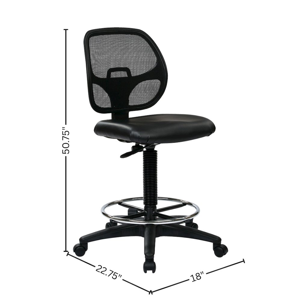 Black Drafting Chair – Office Chair With 20-Inch Foot Rest for Tall Desk. Picture 6