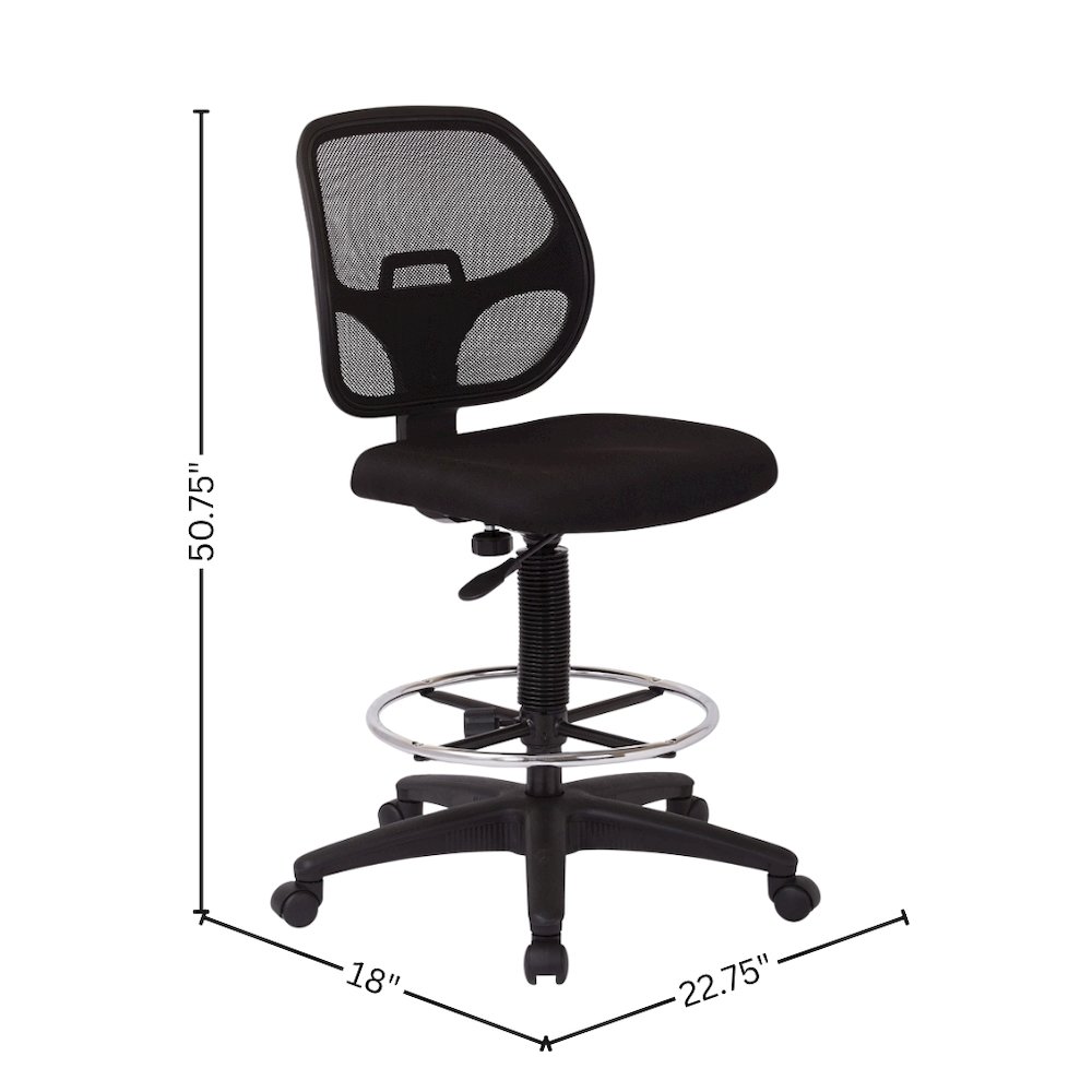 Black Drafting Chair – Tall Office Chair With 20-Inch Foot Rest. Picture 6