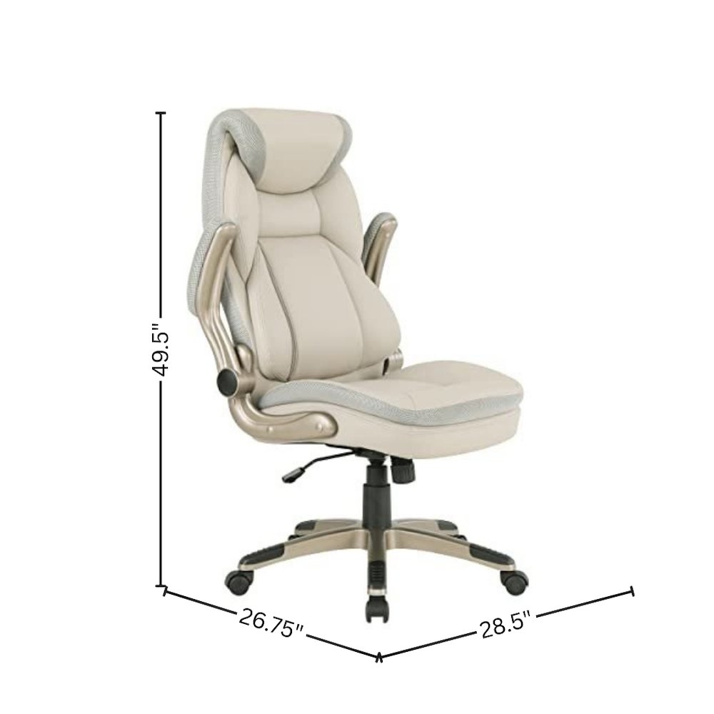 Taupe Bonded Leather Executive Chair With Cocoa Coated Base and Wheels. Picture 12