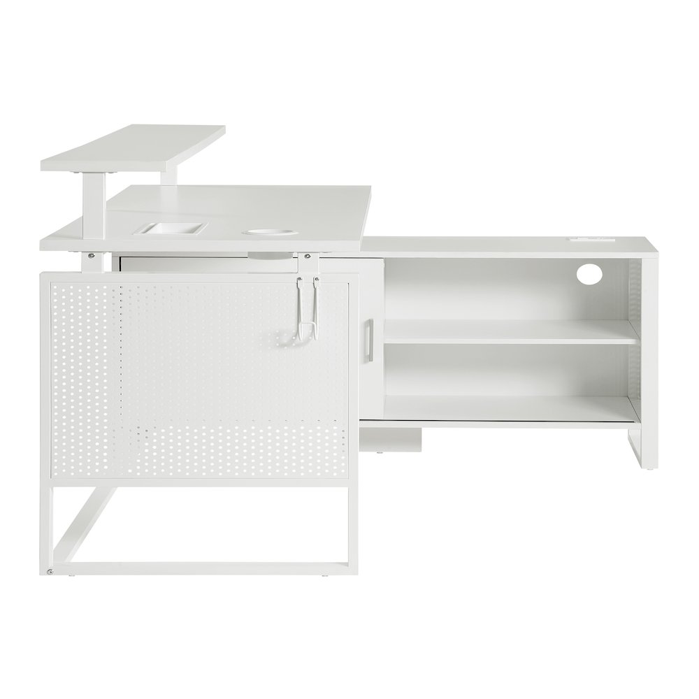 Ace 60"x 50" L-Shape Desk in White Top and White Frame. Picture 3