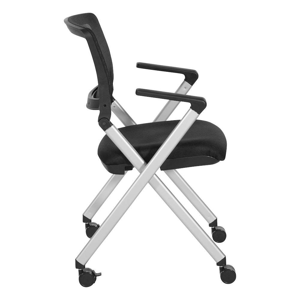 Flex Back Nesting Chair in Silver Finish and Black Mesh Fabric 2-Pack. Picture 5