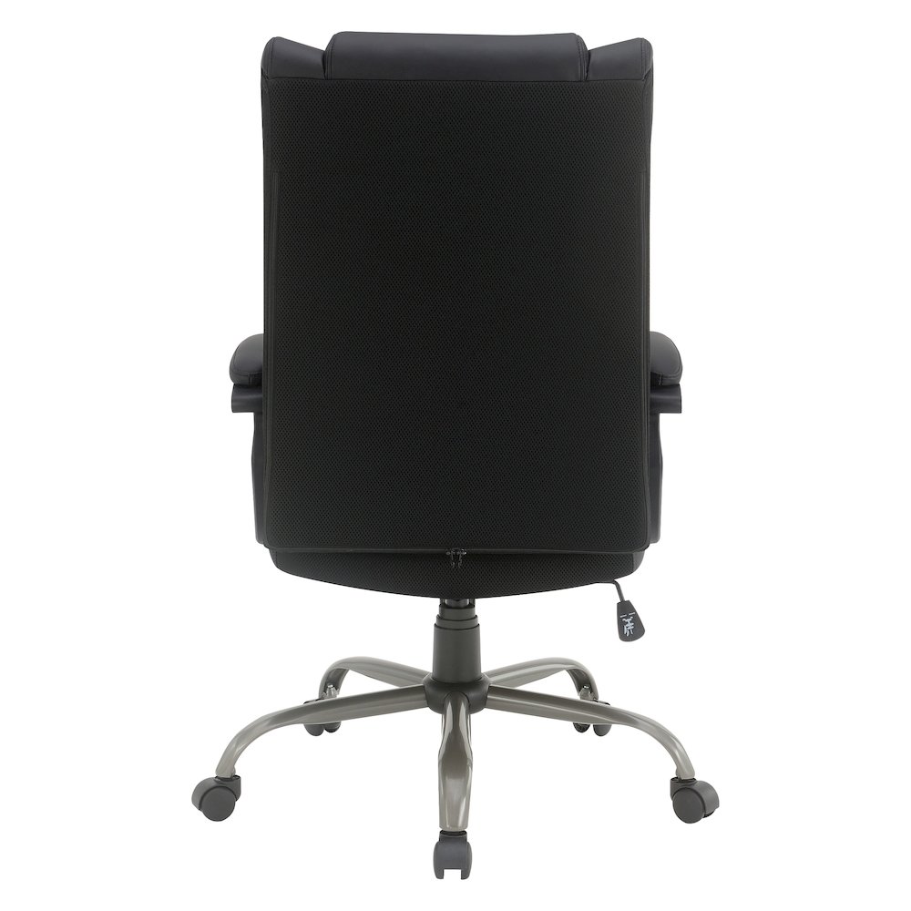 High-Back in Black Faux Leather Executive Chair with Padded Arms. Picture 6