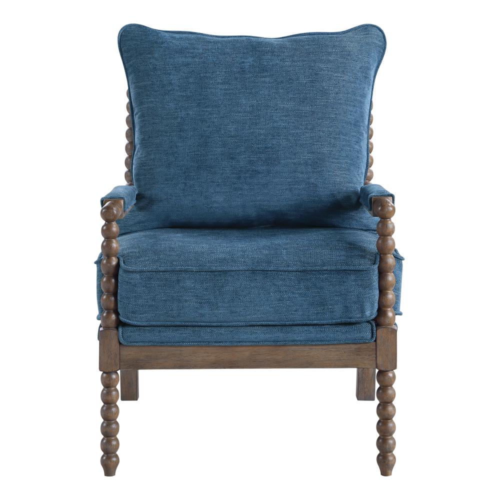 Fletcher Spindle Chair in Navy Fabric with Brush Charcoal Finish, FLR-H16. Picture 3