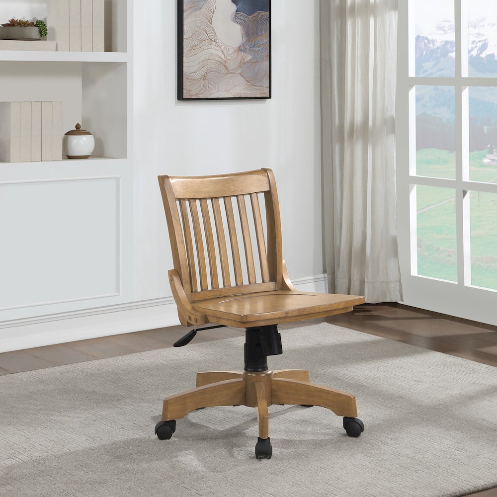 Deluxe Armless Wood Bankers Chair. Picture 5