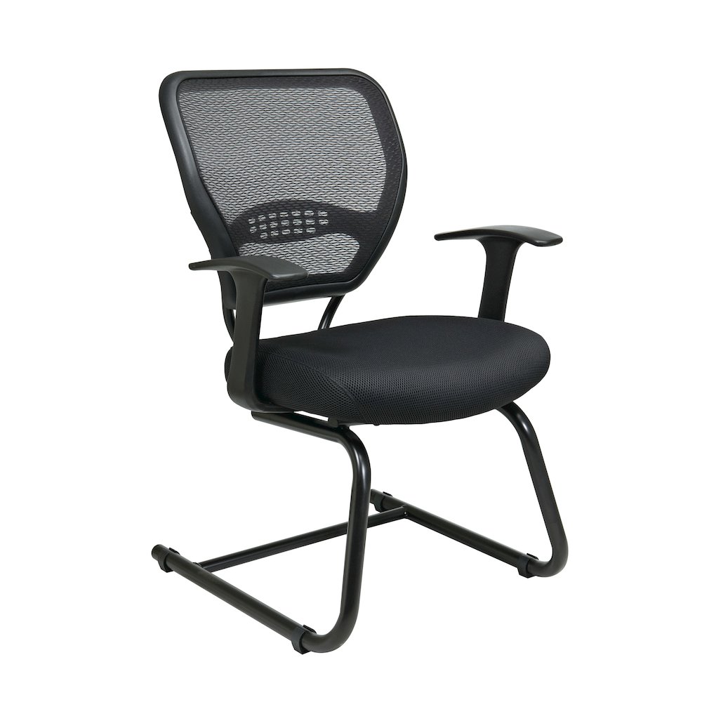 Office Star Professional Air Grid Back Visitors Chair - Black Seat - Sled Base - Black - 1 Each. Picture 1