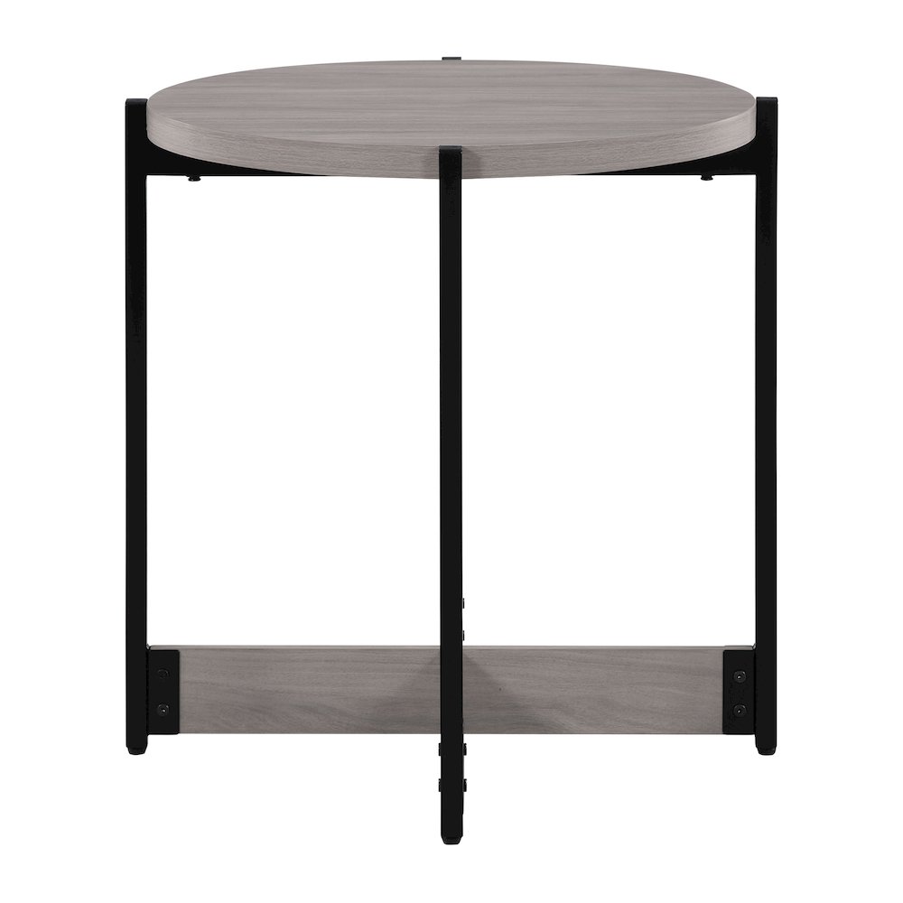 3 Piece Occasional Table Set in Grey Woodgrain Finish with Black Metal Legs. Picture 7