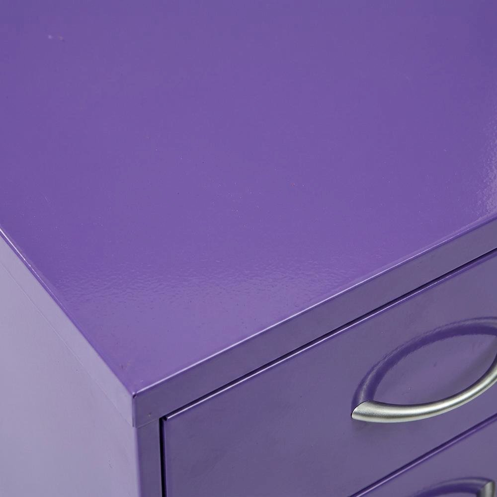 Purple Metal 22-Inch Pencil Box File Cabinet Compact Desk-Side. Picture 6
